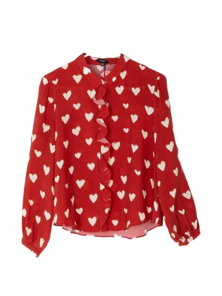 Блуза R13 с принт със сърца червено