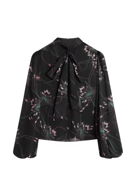 Bluză Ted Baker cu model floral cu imagine cu legături negru
