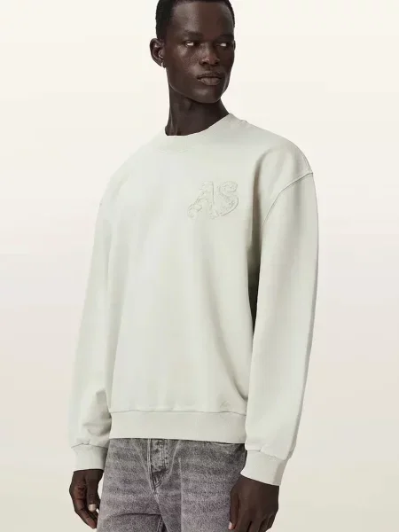 AllSaints oversize dukserica muška od pamuka INSIGNIA zelena