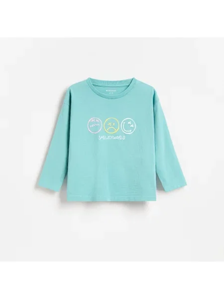 Reserved SmileyWorld® tričko s dlouhým rukávem tyrkysová