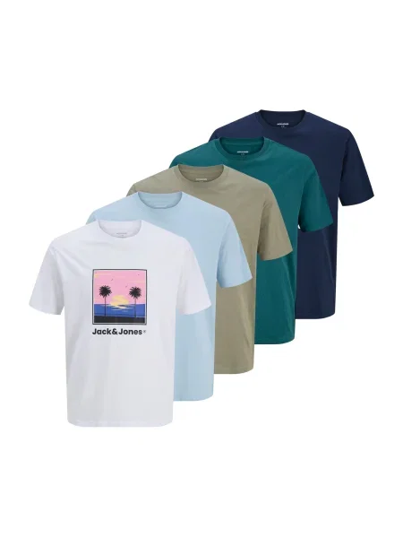 JACK & JONES Tricou JJPERRY albastru deschis / albastru închis / oliv alb