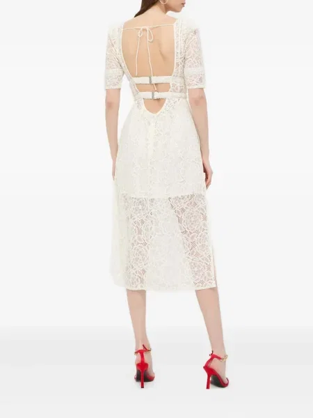 Костюм рокля For Love & Lemons с дантела отворен гръб бяло