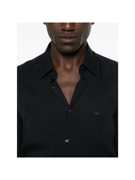 Koszula Emporio Armani z kołnierzem niebieska