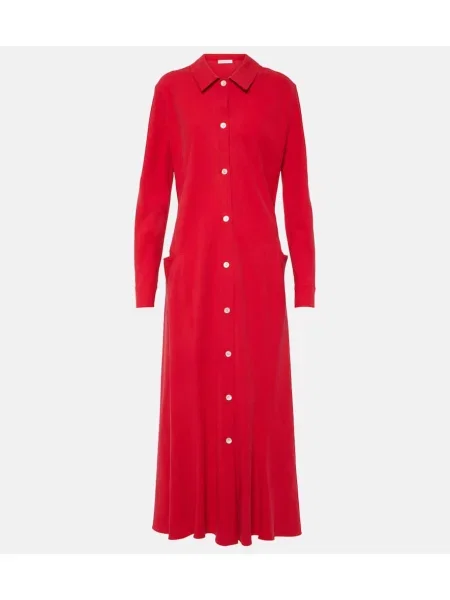 Rochie tip cămașă The Row de mătase de costum roșu