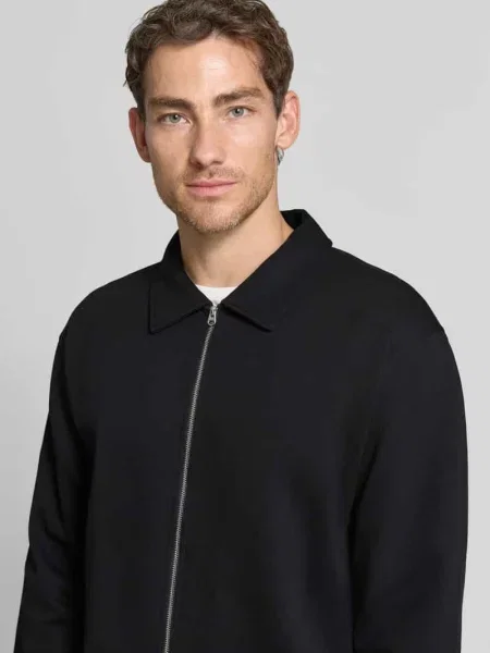 Bluza rozpinana w kroju regular fit z mieszanki bawełny model TOM' Selected czarna