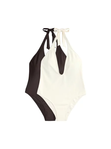 The Set Costum de baie întreg crem / închis maro