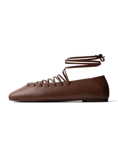 HANDMADE SHOES Baleríny s ramienkom IN THE SHAPE OF YOU' hnedá