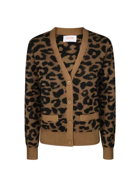 Wielobarwność kardigan Sun68 w paski brązowy