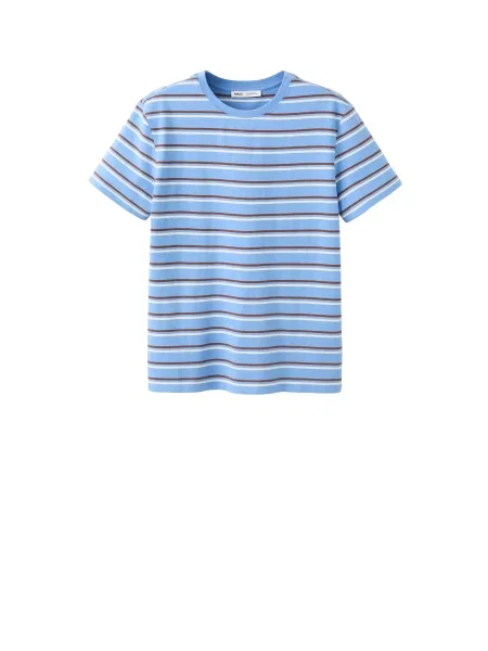 MANGO Tricou JAZMIN albastru deschis / maro alb