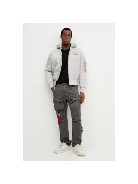 Kurtka bomber Alpha Industries z kapturem szary