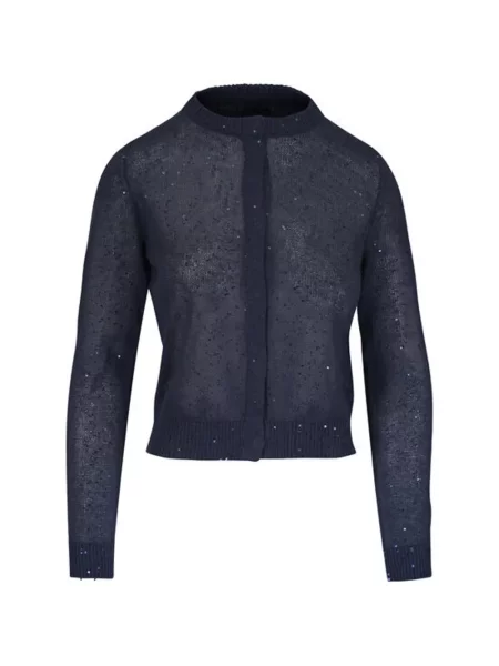Cardigan Brunello Cucinelli cu paiete albastru