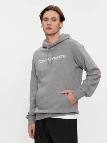 Bluza z kapturem Calvin Klein Jeans szara