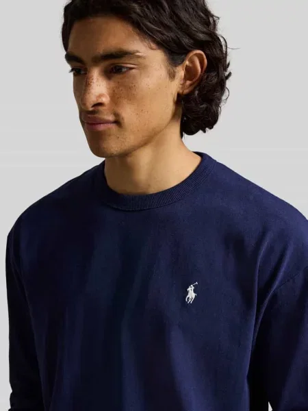 Bluzka z długim rękawem o kroju relaxed fit z czystej bawełny Polo Ralph Lauren granatowa