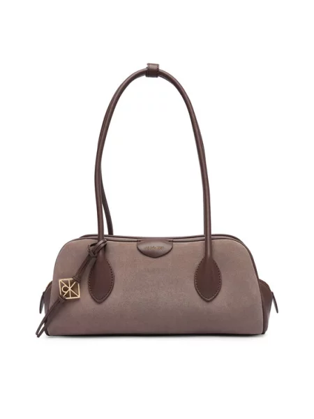 Rankinė Calvin Klein Emblem Trio Suede Shoulder Bag smėlio