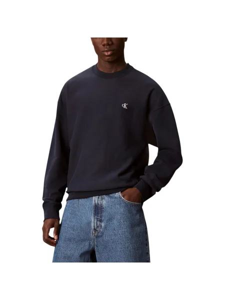 Geacă de blugi Calvin Klein Jeans din material terry albastru