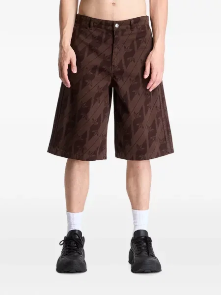Pantaloni scurți Adidas cu dungi cu imagine din piele de căprioară verde