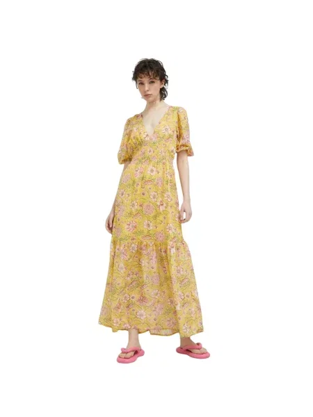 Sukienka maxi Billabong z nadrukiem żółta