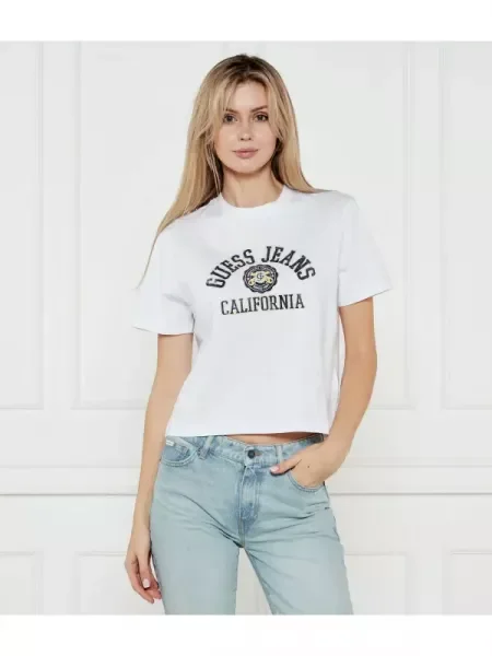Guess Jeans Tricou | Cropped Fit alb