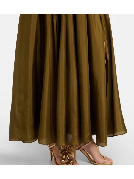 Rochie maxi Zimmermann de mătase cu gât halter verde