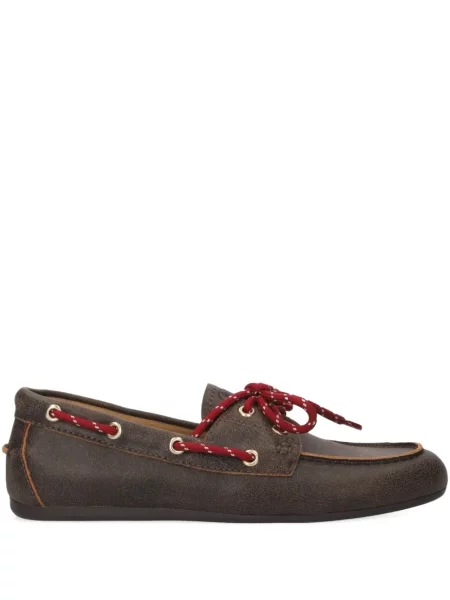 Pantofi loafer Bibi Lou cu șireturi din dantelă maro