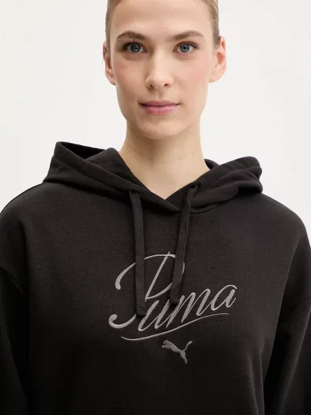Свитер Puma с капюшоном с аппликацией черный