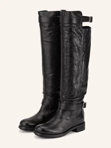 Jimmy Choo Kozačky Biker / stříbrná černá