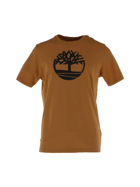 Koszulka Timberland z nadrukiem z krótkim rękawem brązowa