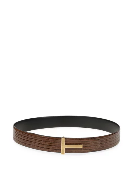 Curea Tom Ford din piele cu autograf maro
