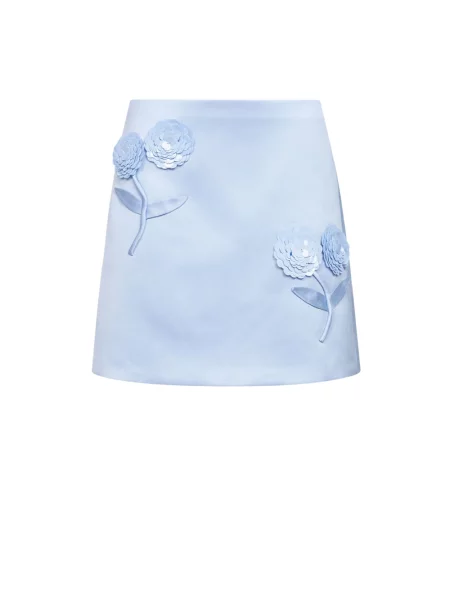Mała spódnica mini Self-portrait z cekinami w kwiatki niebieska