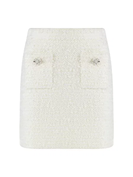 Dzianinowa spódnica mini Self-portrait biała