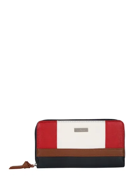 TOM TAILOR Portofel Juna albastru închis / maro / roșu alb