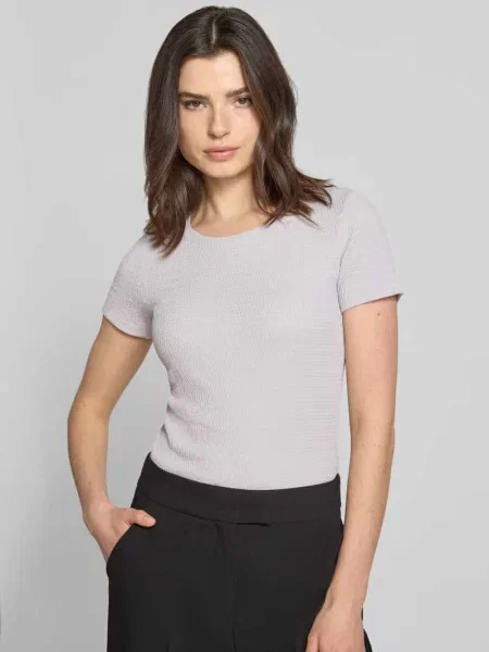 T-shirt z detalem z logo Marc Cain srebrna