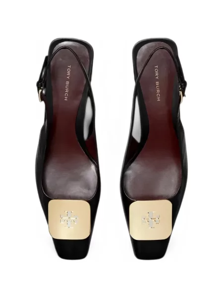 Pantofi cu toc Tory Burch slingback cu autograf negru