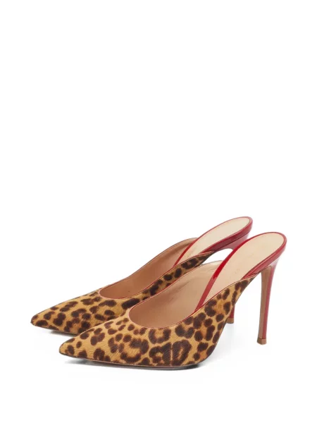 Papuci tip mules Gianvito Rossi cu imagine cu model leopard maro