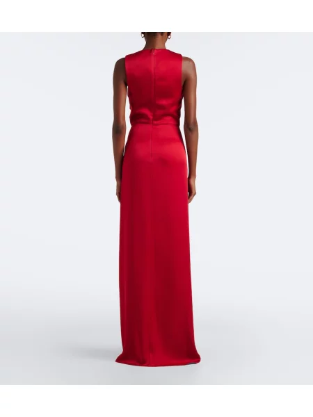 Saténové drapované šaty Elie Saab s halter výstrihom červená