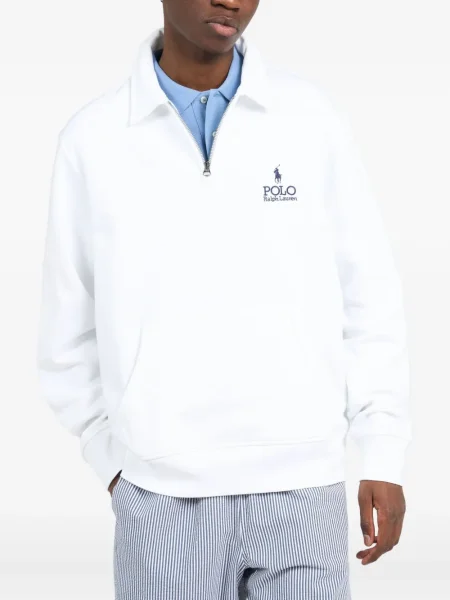 Ριγέ polo Polo Ralph Lauren με κουκούλα με αυτόγραφο λευκό