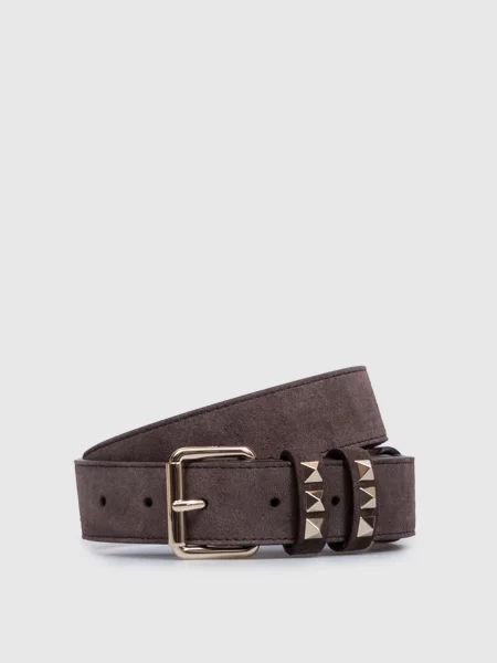 Замшевий ремінь Rockstud Valentino коричневий