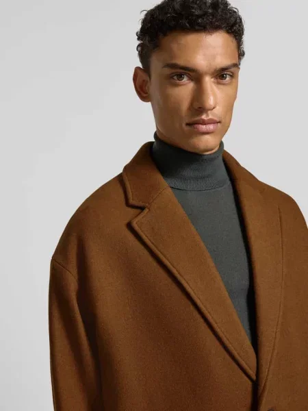 Płaszcz wełniany o kroju regular fit z kołnierzem z połami model ‘MILO’ Selected Homme