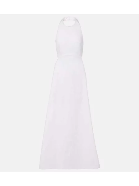 Rochie maxi Adriana Degreas cu gât halter de costum alb