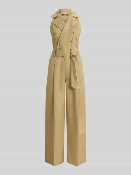 Kombinezon o kroju regular fit z czystej bawełny Lauren Ralph Lauren beżowy