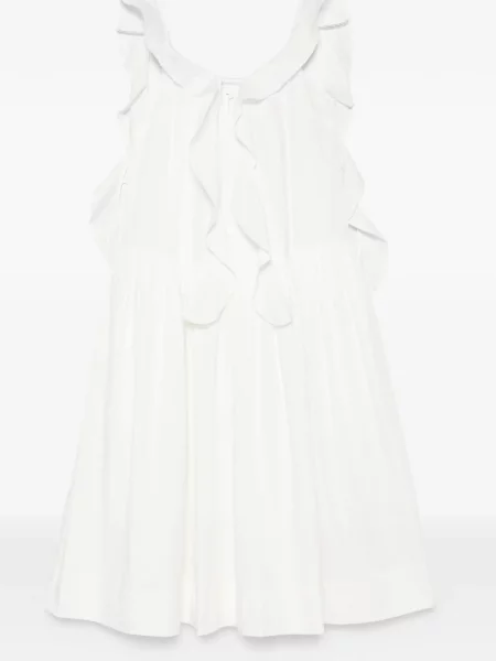 Rochie midi Maggie Marilyn fără mâneci cu volane alb
