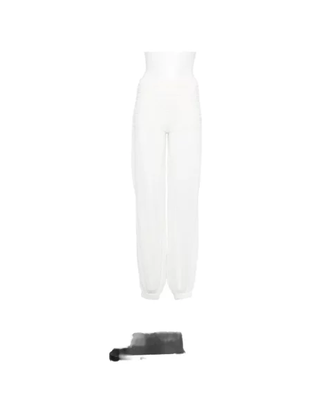 Pantaloni Retrofete tricotate alb