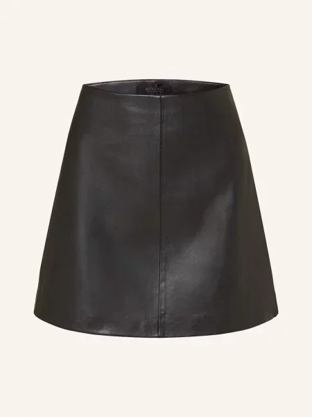 Allsaints Kožená Sukně Renai černá