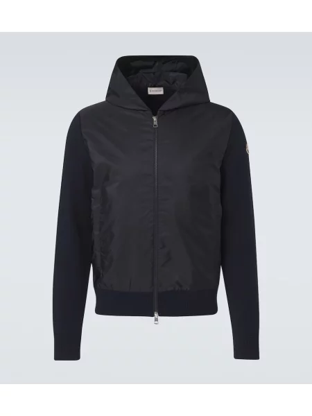 Geacă Moncler cu glugă albastru