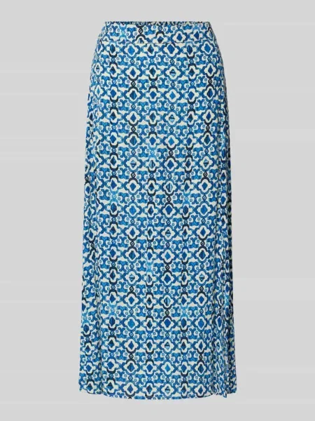 Spódnica midi z we wzór na całej powierzchni model MARRAKECH' Ichi niebieska