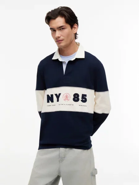 Tommy Jeans Tricou bleumarin / murdar alb