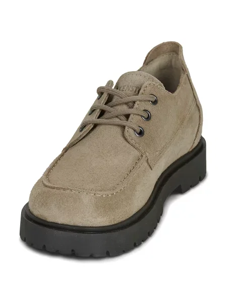 Birkenstock pantofi de piele întoarsă Highwood Moc Lace Low bej