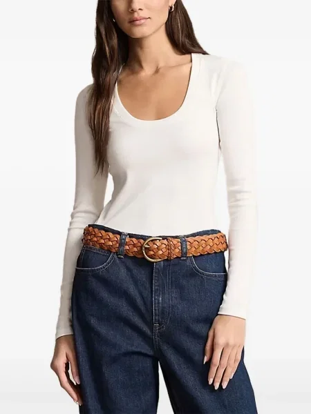 Lanena polo majica Polo Ralph Lauren karirana zelena