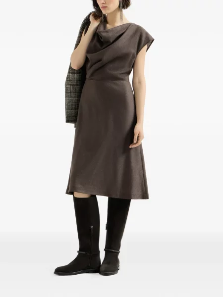 Rochie Brunello Cucinelli de lână plic maro