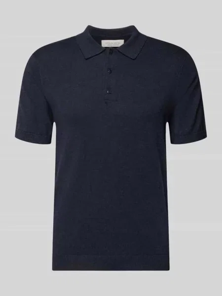 Koszulka polo o kroju regular fit z listwą guzikową model BELLS' Casual Friday granatowe